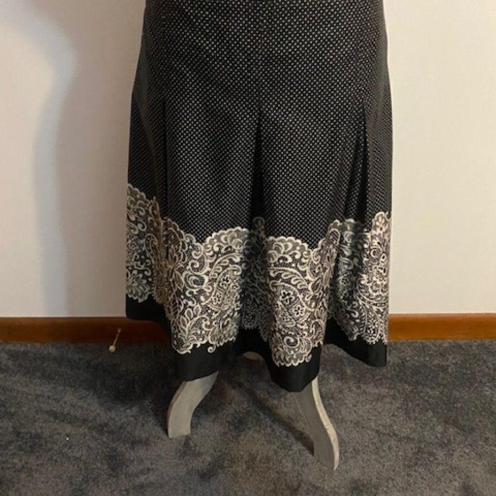 Talbots Black/White polka-dot A-line skirt, size 14